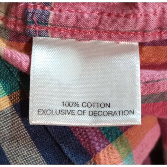 Cremieux Shirt Men's Large Pink Blue Plaid Button Front Short Sleeve - Picture 7 of 8